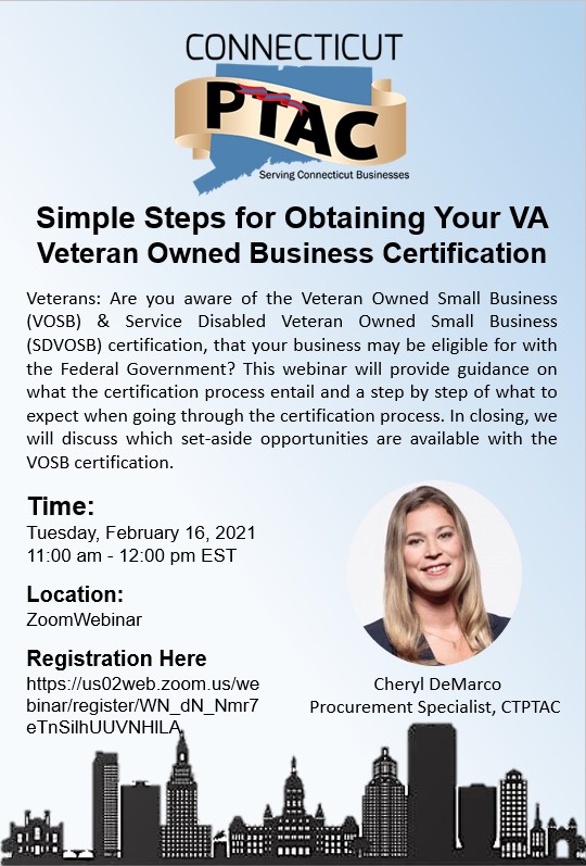 Webinar:  Simple Steps for Obtaining Your VA Veteran Owned Business Certification