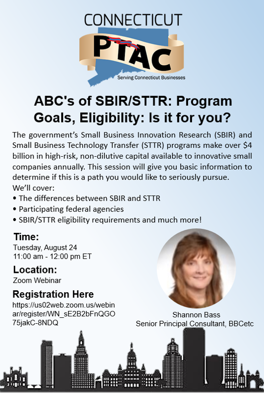 Webinar: ABC's of SBIR/STTR: Program Goals, Eligibility: Is it for you?