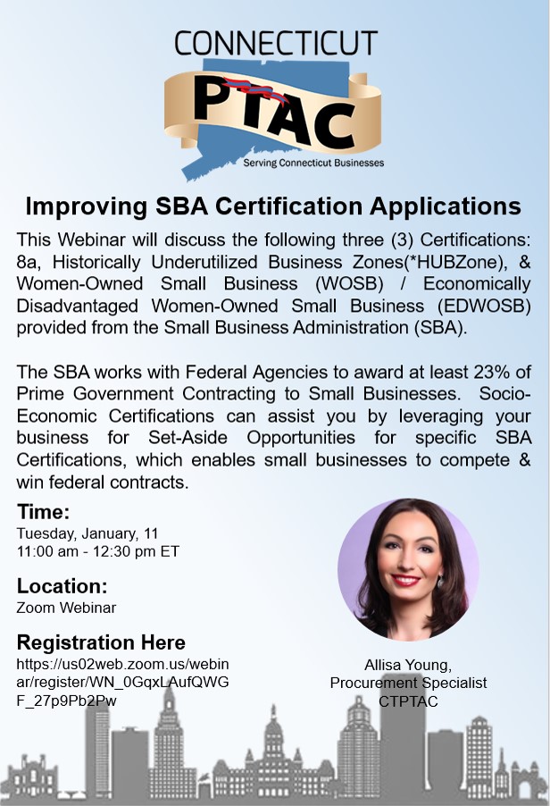 Webinar: Improving SBA Certification Applications @ Zoom Webinar
