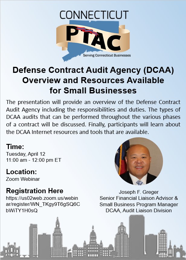 Webinar: Defense Contract Audit Agency (DCAA) Overview and Resources Available for Small Businesses