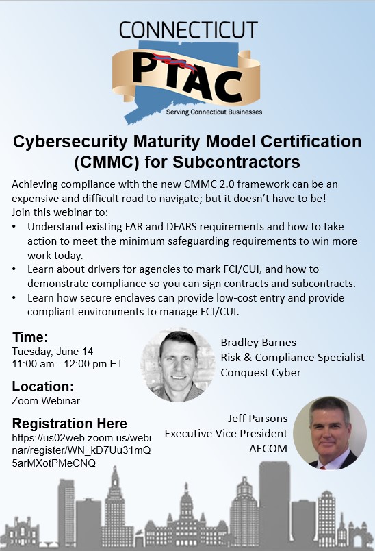 Webinar: Cybersecurity Maturity Model Certification (CMMC) for Subcontractors