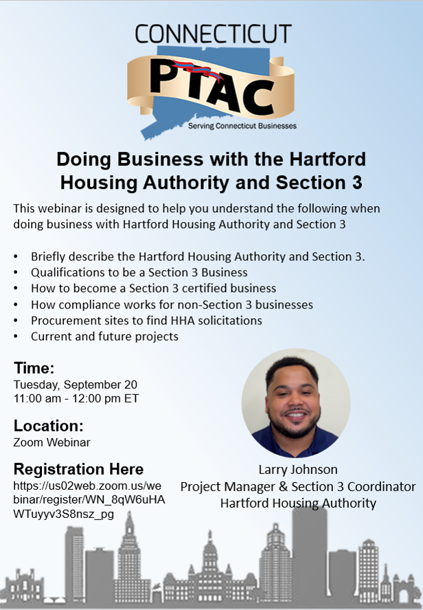 Webinar: Doing Business with the Hartford Housing Authority and Section 3 @ Zoom