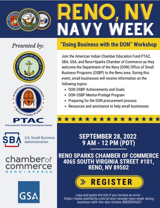 Reno Nevada Navy Week - "Doing Business with the DON" @ Reno Sparks Chamber of Commerce