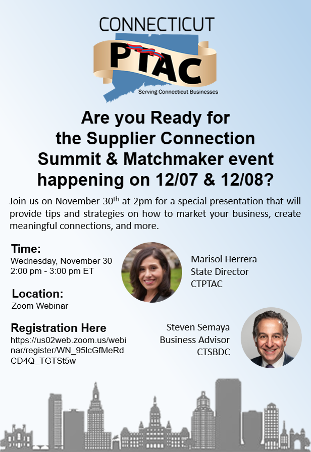 Webinar: Are you Ready for  the Supplier Connection  Summit & Matchmaker event happening on 12/07 & 12/08?