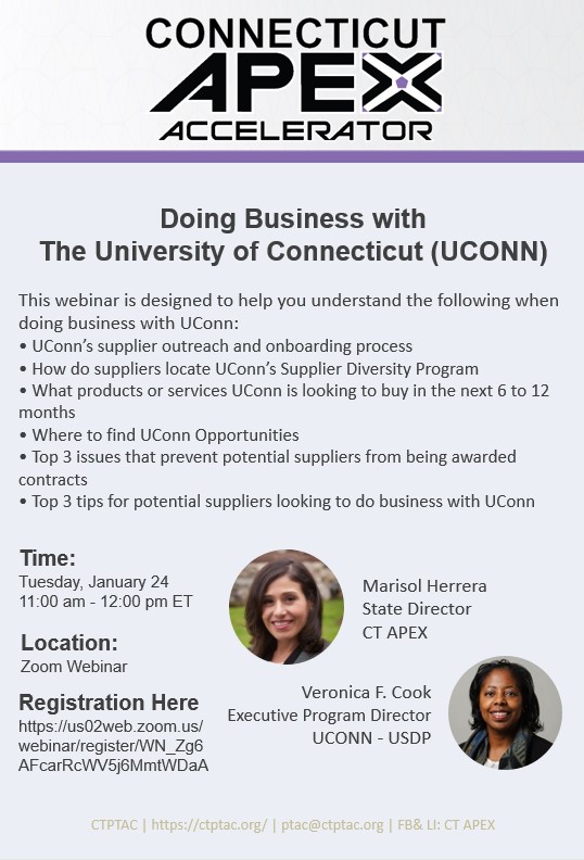 Webinar: Doing Business with The University of Connecticut (UCONN) @ Zoom Webinar
