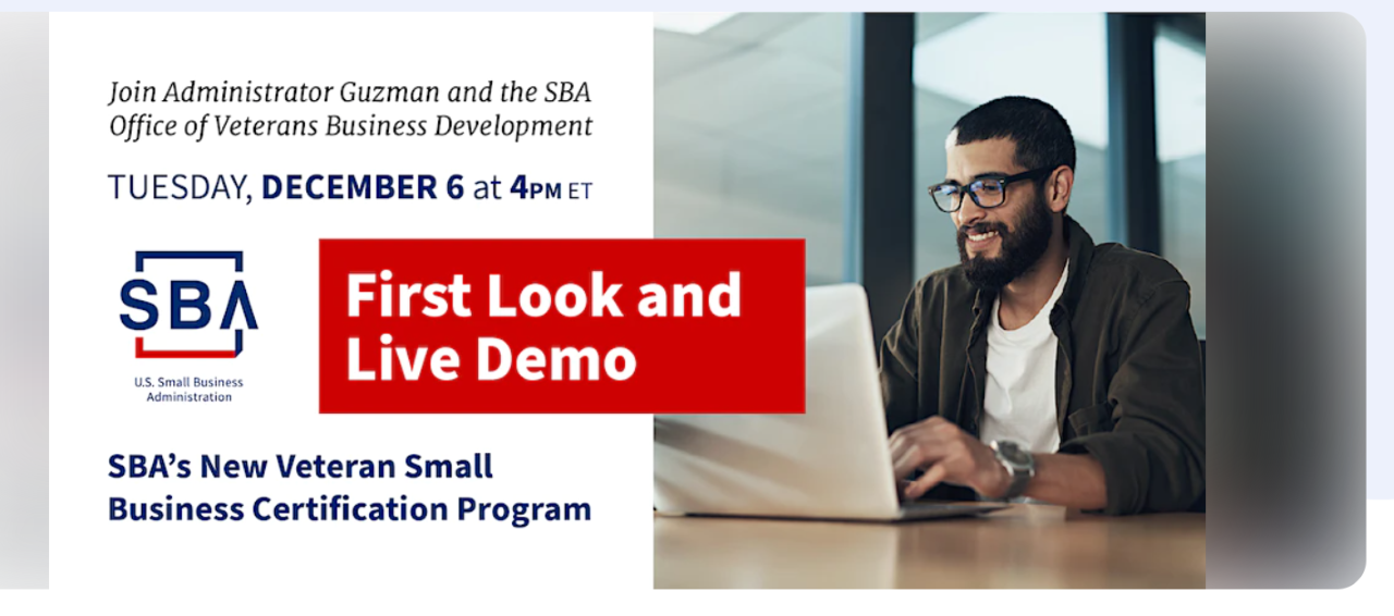 First Look & Live Demo: SBA Veteran Small Business Certification Program